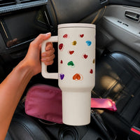 Rainbow Heart Cream Color Tumbler