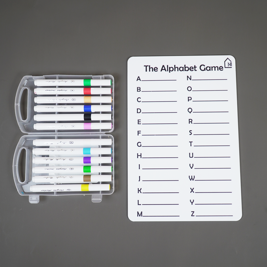 Reusable Alphabet Learning Board for Kids with Pen Box & Cleaning Cloth
