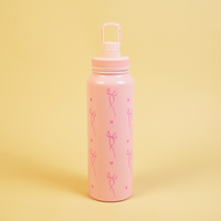 Cute Bow Print Stainless Steel Water Bottle