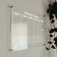 Acrylic Weekly Wall Planner – Reusable Dry Erase Weekly Schedule Board with Notes Section | Modern Floating Design for Home, Office & Study
