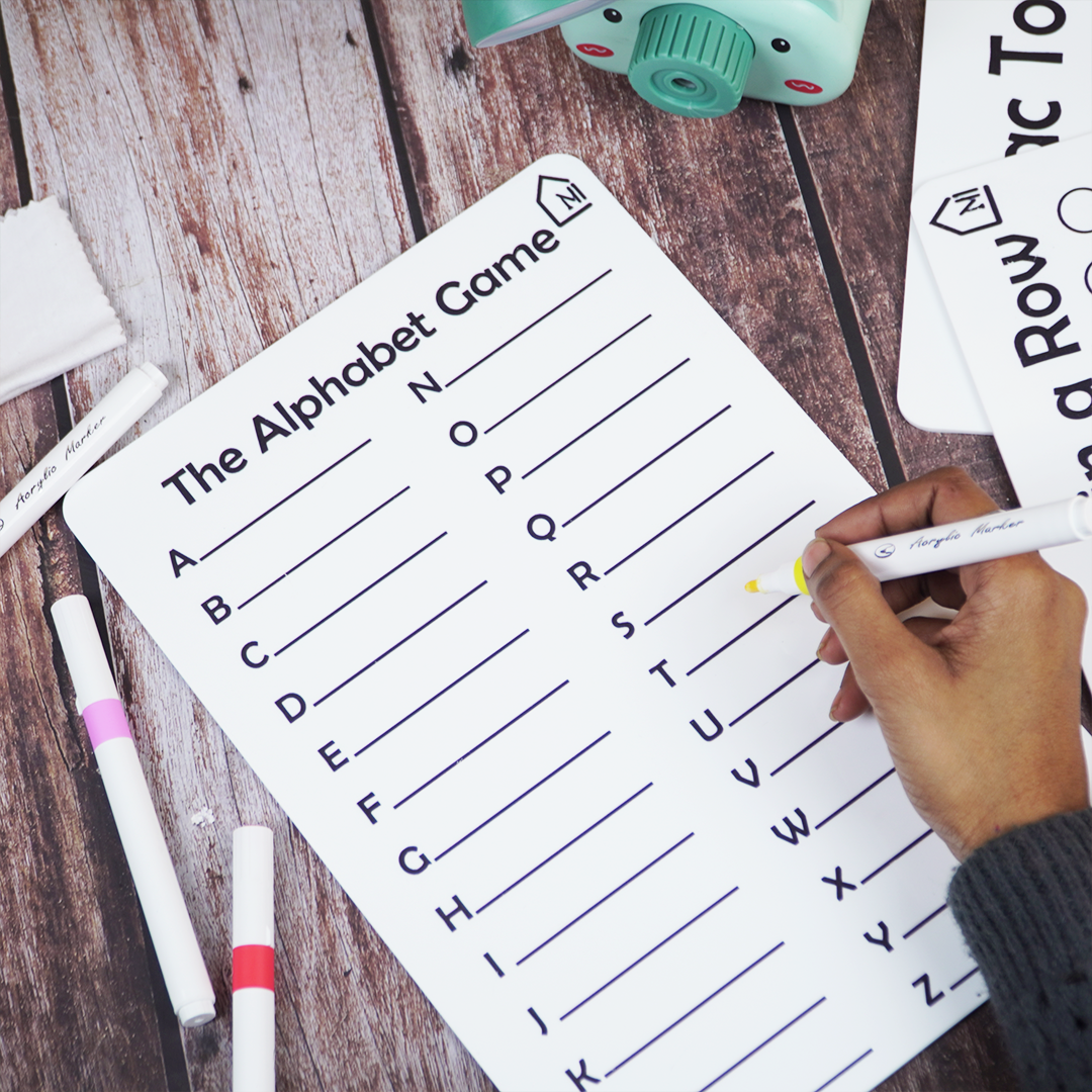 Reusable Alphabet Learning Board for Kids with Pen Box & Cleaning Cloth