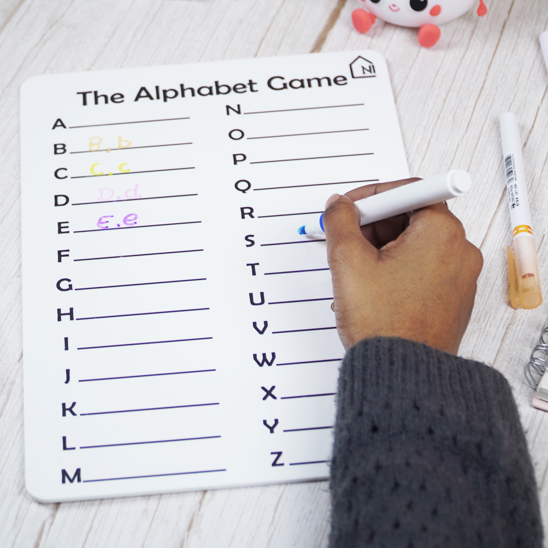 Reusable Alphabet Learning Board for Kids with Pen Box & Cleaning Cloth