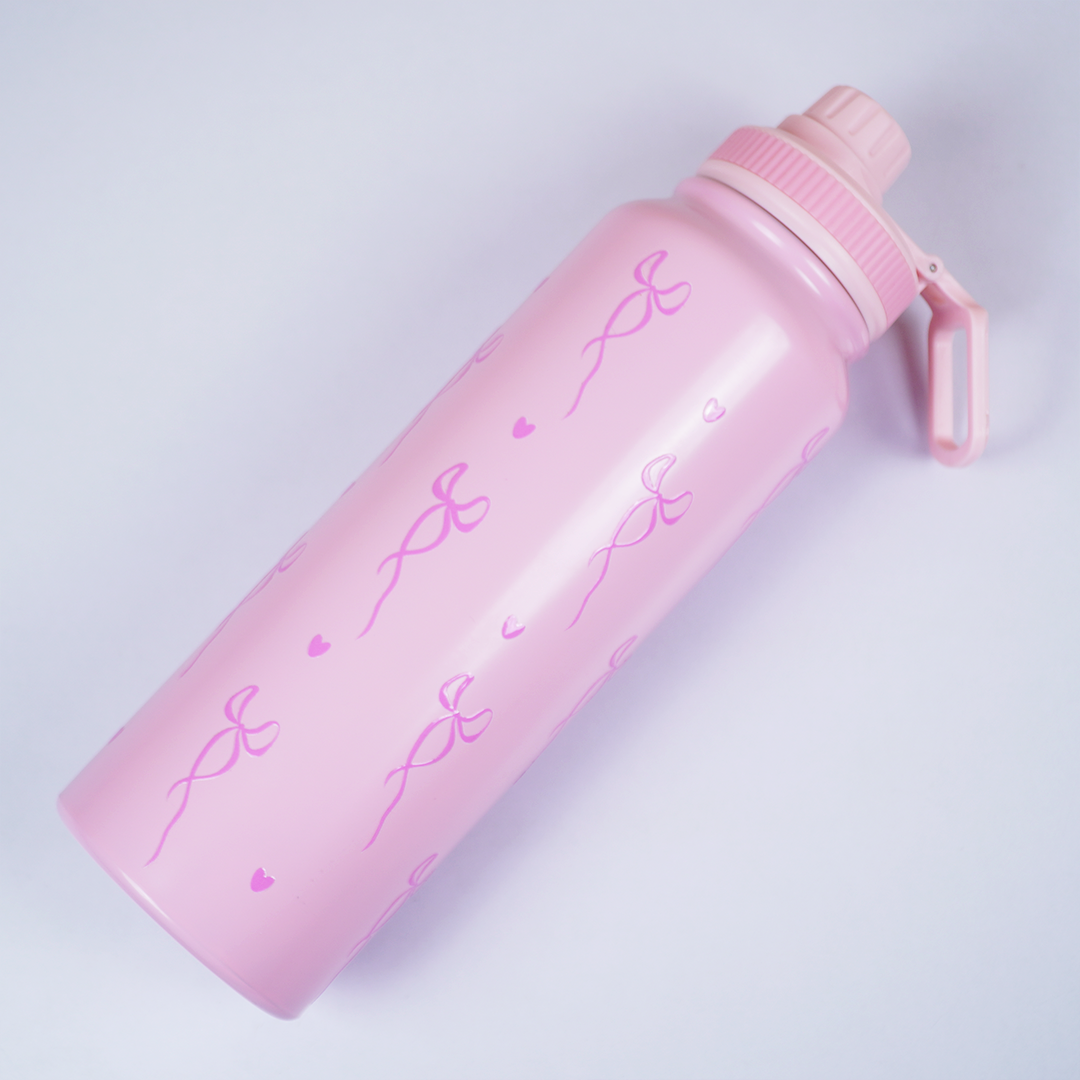 Cute Bow Print Stainless Steel Water Bottle