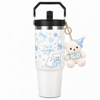She Is Magic Printed Tumbler with Handle & Straw | Reusable Travel Cup | Stylish Everyday Drinkware