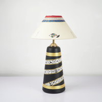 Midnight Spiral Table Lamp – Handpainted Ethnic Decor Light