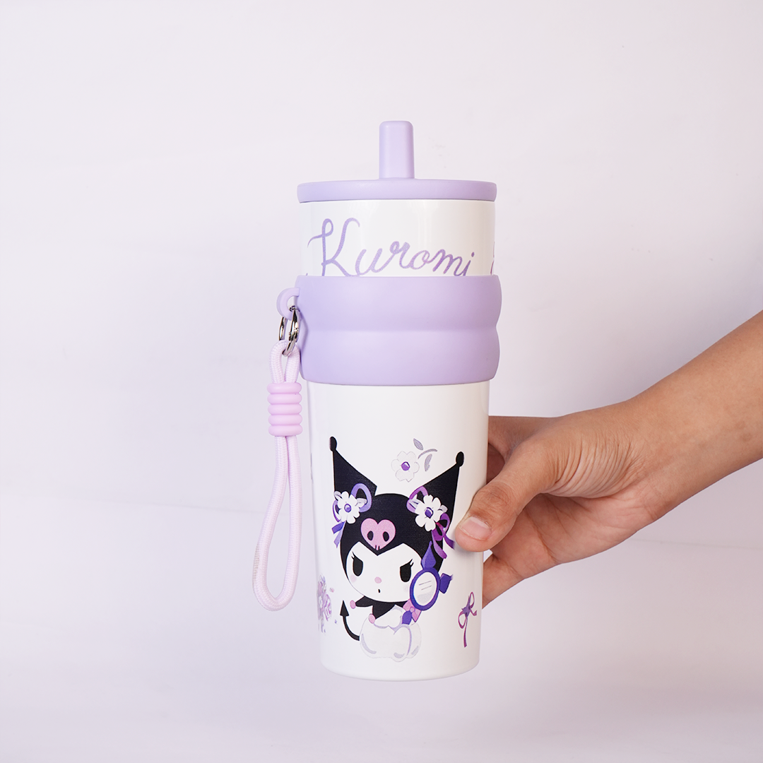 Kuromi Stainless Steel Insulated Tumbler with Straw & Carry Loop