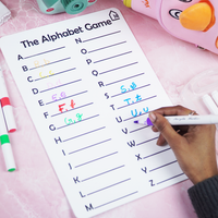 Reusable Alphabet Learning Board for Kids with Pen Box & Cleaning Cloth