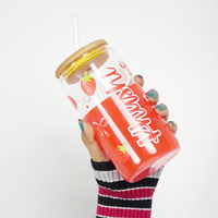Personalized Strawberry Glass Tumbler with Bamboo Lid & Straw