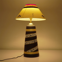 Midnight Spiral Table Lamp – Handpainted Ethnic Decor Light