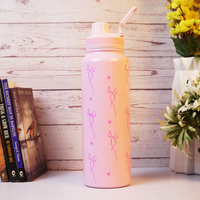 Cute Bow Print Stainless Steel Water Bottle