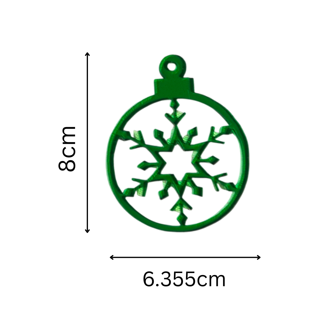 Green Snowflake Christmas Hanging Ornaments – Set of 6