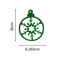 Green Snowflake Christmas Hanging Ornaments – Set of 6