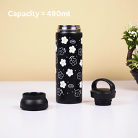 Black Floral Stainless Steel Insulated Tumbler