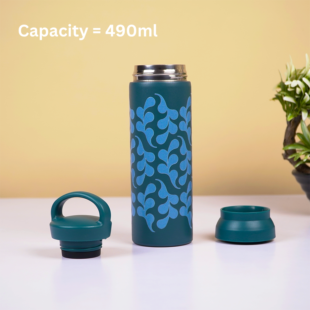 Teal Abstract Pattern Stainless Steel Insulated Tumbler