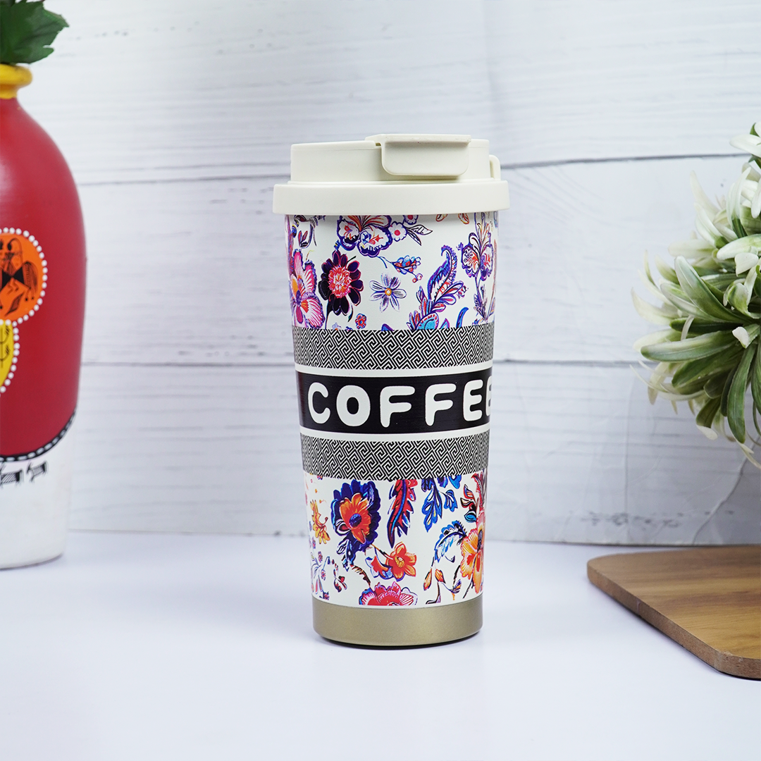 Floral Print Coffee Travel Tumbler