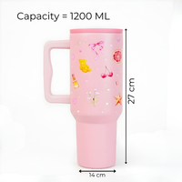 Blush Pop Aesthetic Tumbler with Handle, Straw & Spill-Proof Lid