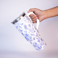 Blue Botanical  Stainless Steel in BLUE Travel Tumbler