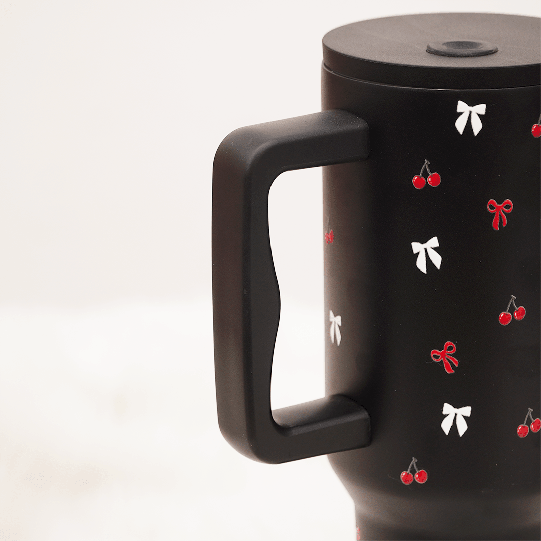 Cherry Daze  🍒 Leakproof Stainless Steel Tumbler in Black