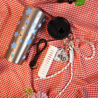Star Print Sipper Bottle with Charm | Reusable Travel Water Bottle | Cute Everyday Drinkware