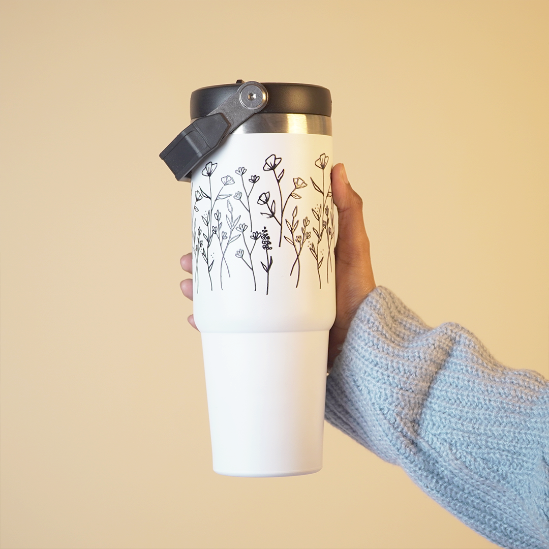 FleurFlow™ Flipstraw Tumbler with Straw & Lid