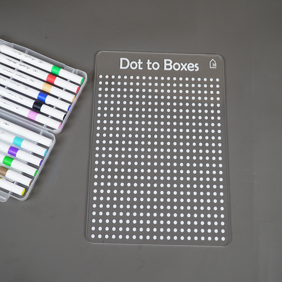 Reusable Dot to Boxes Learning Board for Kids with pen box & Cleaning Cloth