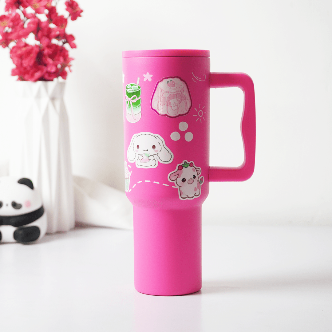 “Hot Pink Love Doodle Tumbler – Leak-Proof & Stylish” - Memories InsitePINK LOVE DOODLE TUMBLER-40 OZ