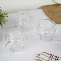 Double Wall Glass Coffee Cup with Handle