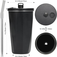 Stainless Steel Coffee Mug with Lid, 600 ml Thermal Mug with Straw, Tea Cup, Travel Mug, Double-Walled Insulated Leak-Proof Coffee to Go Mug