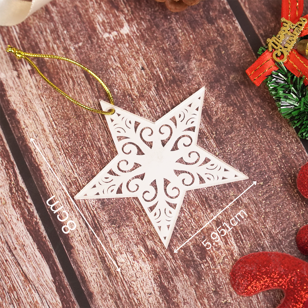 Set of 6 Acrylic Star Christmas Ornament – Elegant Clear Festive Hanging Décor