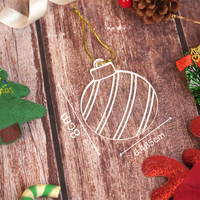 Set of 6 Striped Acrylic Bauble Ornament – Elegant 8cm Christmas Hanging Décor