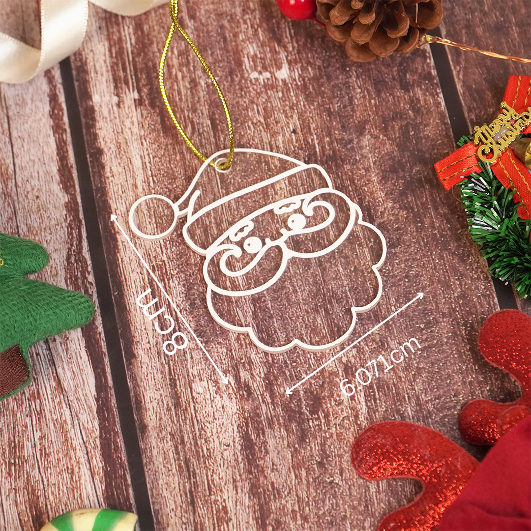 Acrylic Santa Claus Ornament – Premium Christmas Hanging Décor (8 cm, Set of 6)