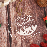 Set of 6 –Merry Christmas Reindeer Scene Acrylic Ornament – Premium Hanging Decoration (8cm)