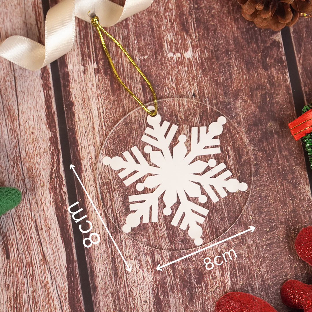 Set of 6 Acrylic Snowflake Ornaments – Elegant Frosted Christmas Décor