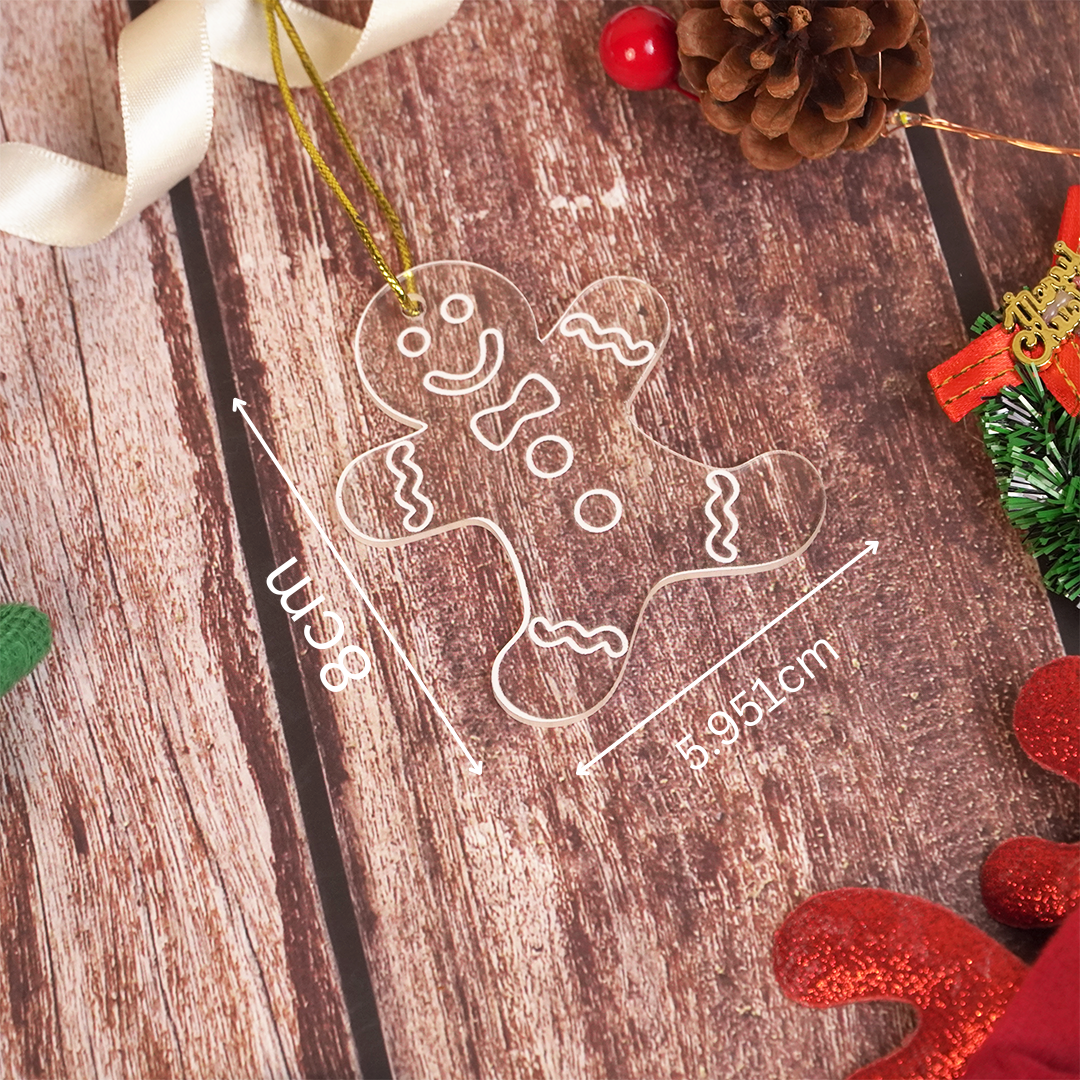 6 pcs Acrylic Gingerbread Man Ornaments – Cute Clear Christmas Decoration Set