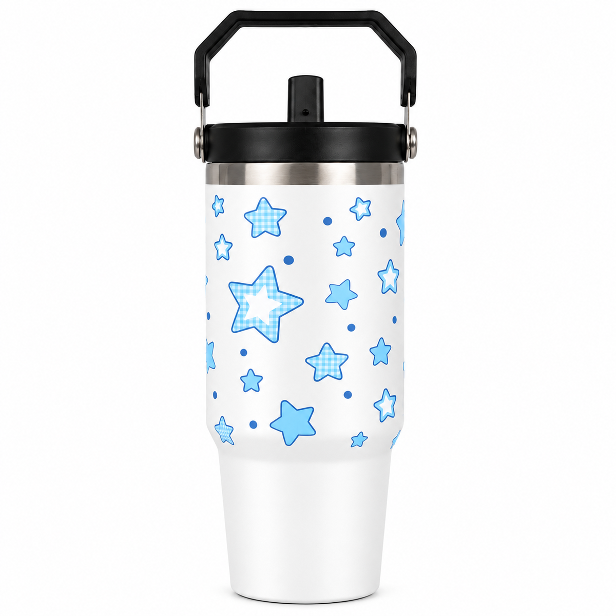 Star Print Tumbler with Handle & Straw | Reusable Travel Cup | Stylish Everyday Drinkware
