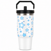 Star Print Tumbler with Handle & Straw | Reusable Travel Cup | Stylish Everyday Drinkware