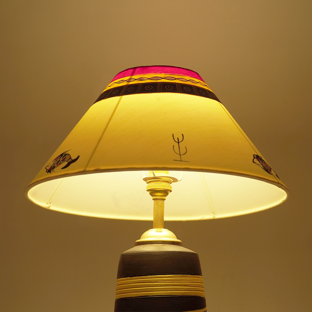 Midnight Spiral Table Lamp – Handpainted Ethnic Decor Light