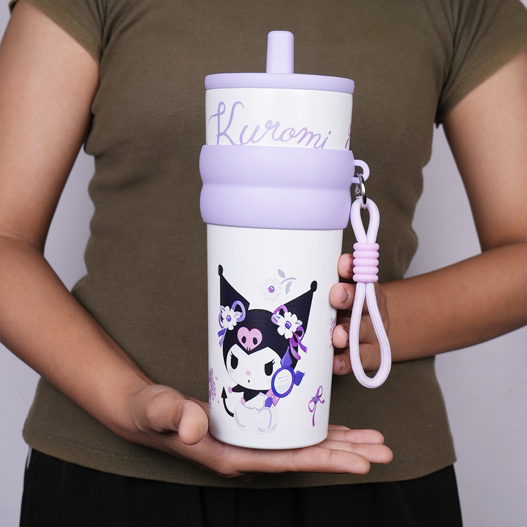 Kuromi Stainless Steel Insulated Tumbler with Straw & Carry Loop
