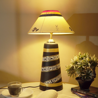 Midnight Spiral Table Lamp – Handpainted Ethnic Decor Light