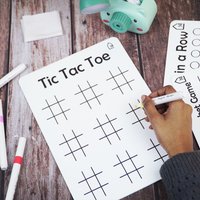 Reusable Tic Tac Toe Learning Board with Marker Pen Box & Cleaning Cloth