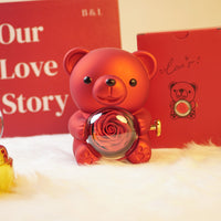 Forever Rose Teddy Bear with Glass Rose Gift Box