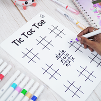 Reusable Tic Tac Toe Learning Board with Marker Pen Box & Cleaning Cloth