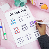 Reusable Tic Tac Toe Learning Board with Marker Pen Box & Cleaning Cloth