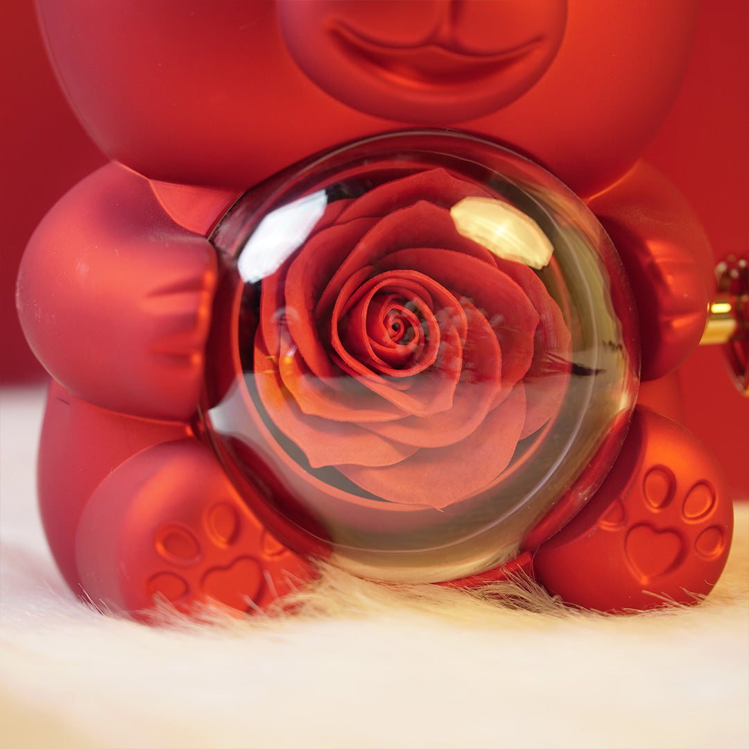 Forever Rose Teddy Bear with Glass Rose Gift Box