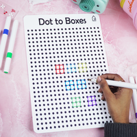 Dot to Boxes Reusable Learning Board for Kids with Pen Box & Cleaning Cloth