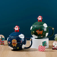 Santa Surprise Christmas Mug with Lid & Spoon (Random Color)