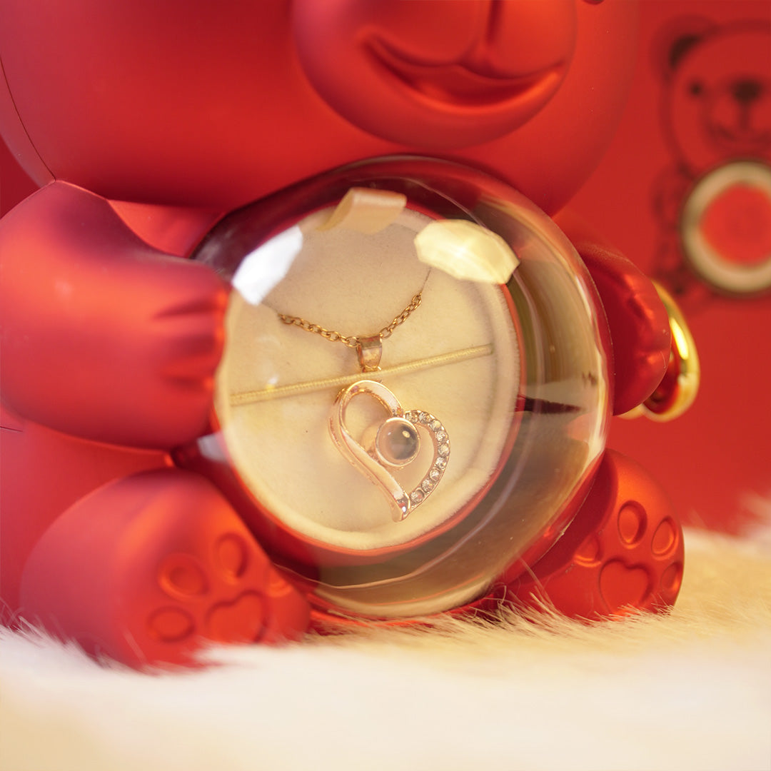 Forever Rose Teddy Bear with Glass Rose Gift Box