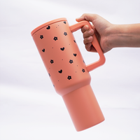 Blush Bloom™ 40oz Insulated Tumbler – Heart & Daisy Edition 🌸