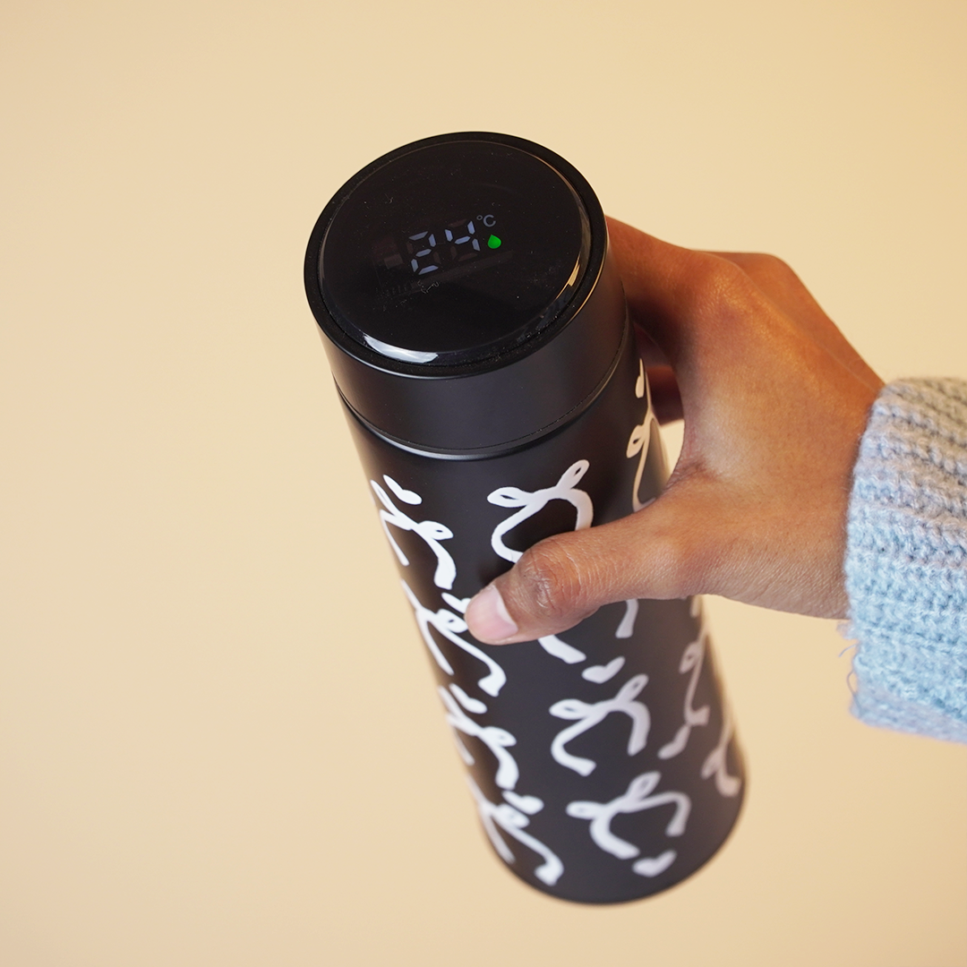 White Bow Design Stainless Steel Water Bottle