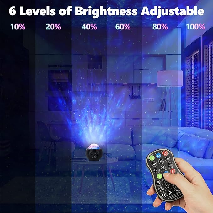 Starry Night Light Projector, LED Light Projector, Ocean Wave Projector with Remote Control, Bluetooth Speaker